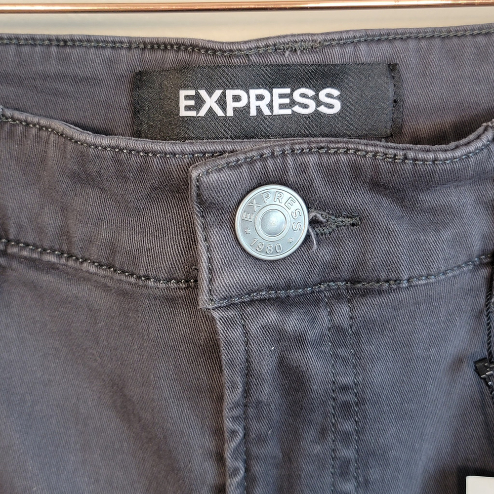 NEW Express High Rise Ankle Legging Distressed Frayed Skinny Gray Grey 8 Jeans - Picture 3 of 10